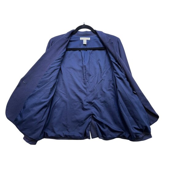 Chicos Womens Knit Polka Dot Blazer Size 1 (8/10)Navy White Blue Stretch - Picture 4 of 9